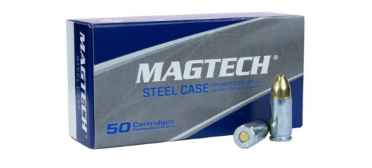 BOITE DE 50 CARTOUCHES MAGTECH CAL.9x19 / 9 PARABELLUM / 9 LUGER FMJ 124GRS ETUI ACIER - CATEGORIE B