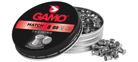 BOITE DE 250 BALLES A AIR PLOMBS GAMO TÊTE PLATE CAL.5.5 MATCH CLASSIC TRAINING