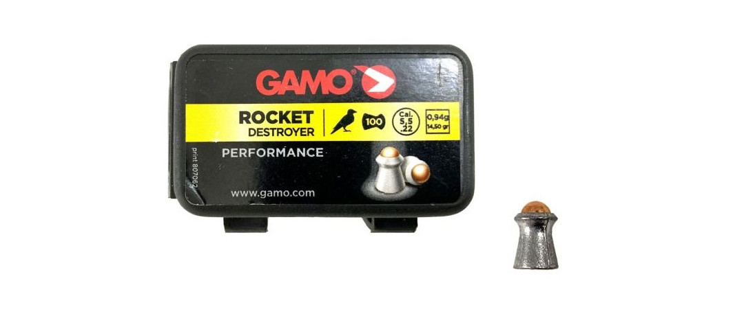 BOITE DE 100 BALLES A AIR PLOMBS GAMO TÊTE RONDE CUIVRÉE CAL.5.5 ROCKET DESTROYER