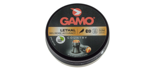 BOITE DE 100 BALLES A AIR POLYMERE GAMO TÊTE RONDE CUIVRÉE CAL.4.5 LETHAL COUNTRY