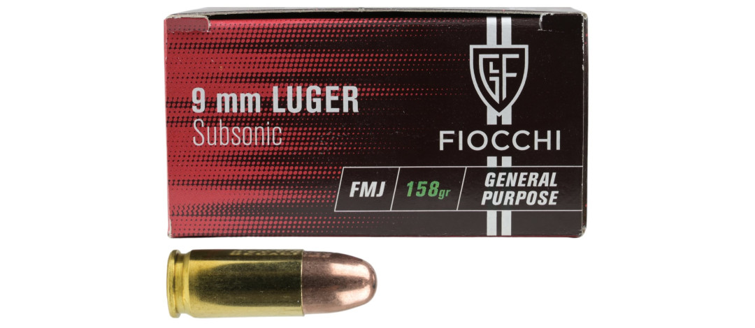 BOITE DE 50 CARTOUCHES FIOCCHI SUBSONIQUES CAL.9x19 / 9 PARA / 9 LUGER FMJ 158GRS - CATEGORIE B
