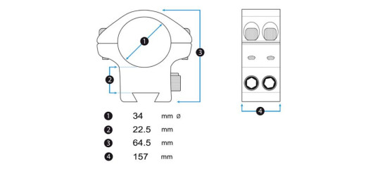 MONTAGE ARKEN CANTILEVER Ø34mm 0MOA WEAVER/PICATINNY