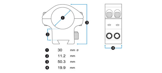 MONTAGE LUNETTE  ARKEN HALO Ti Ø30mm PROFILE BAS WEAVER/PICATINNY