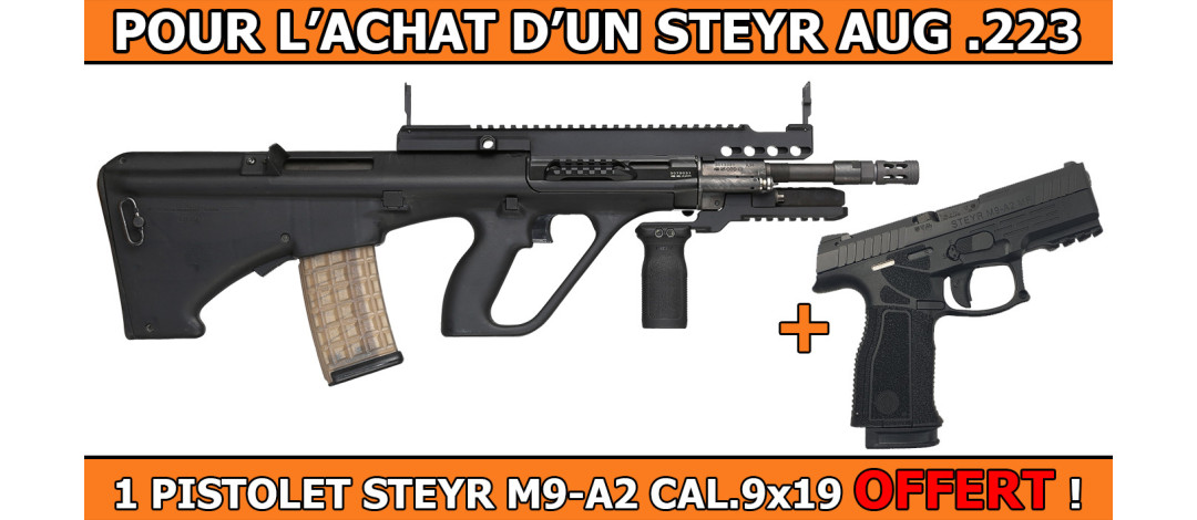 OFFRE STEYR - PACK PROMO STEYR AUG A3 SA SWAT CAL.223R + 1 PISTOLET STEYR M9-A2 CAL.9x19 OFFERT !