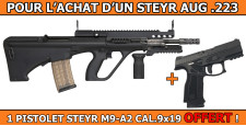 OFFRE STEYR - PACK PROMO STEYR AUG A3 SA SWAT CAL.223R + 1 PISTOLET STEYR M9-A2 CAL.9x19 OFFERT !