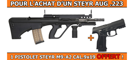 OFFRE STEYR - PACK PROMO STEYR AUG A3 SA SWAT CAL.223R + 1 PISTOLET STEYR M9-A2 CAL.9x19 OFFERT !