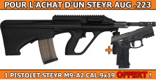 OFFRE STEYR - PACK PROMO STEYR AUG A3 Z QCB/SR FLAT TOP .223R + 1 PISTOLET STEYR M9-A2 CAL.9x19 OFFERT !