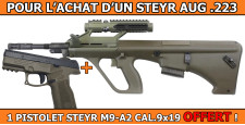 OFFRE STEYR - PACK PROMO STEYR AUG A3 Z QCB/SR 3X optik JAGDKOMMANDO .223R + 1 PISTOLET STEYR M9-A2 OLIVE CAL.9x19 OFFERT !