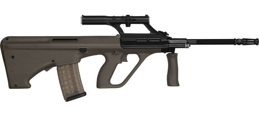 CARABINE DE TIR STEYR AUG Z SA QCB ARMY OLIVE AVEC LUNETTE STEYR x1.5 CAL.223 Rem. CANON 508mm