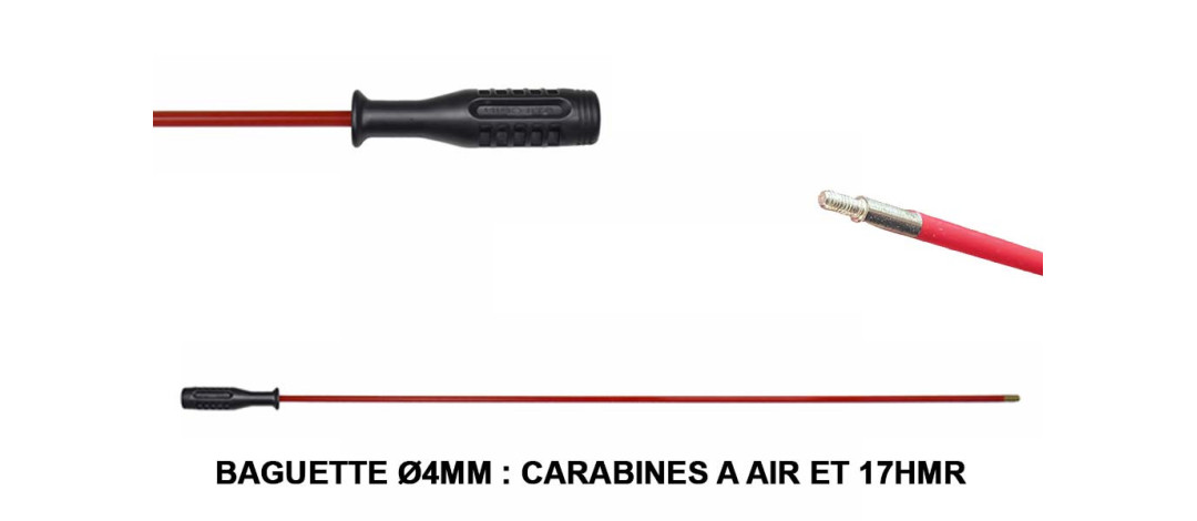 Baguette nettoyage acier gainé PVC pour carabines petit calibre 4,5mm / 17HMR