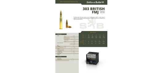 BOITE DE 50 CARTOUCHES SELLIER BELLOT CAL.303 BRITISH FMJ 180GRS